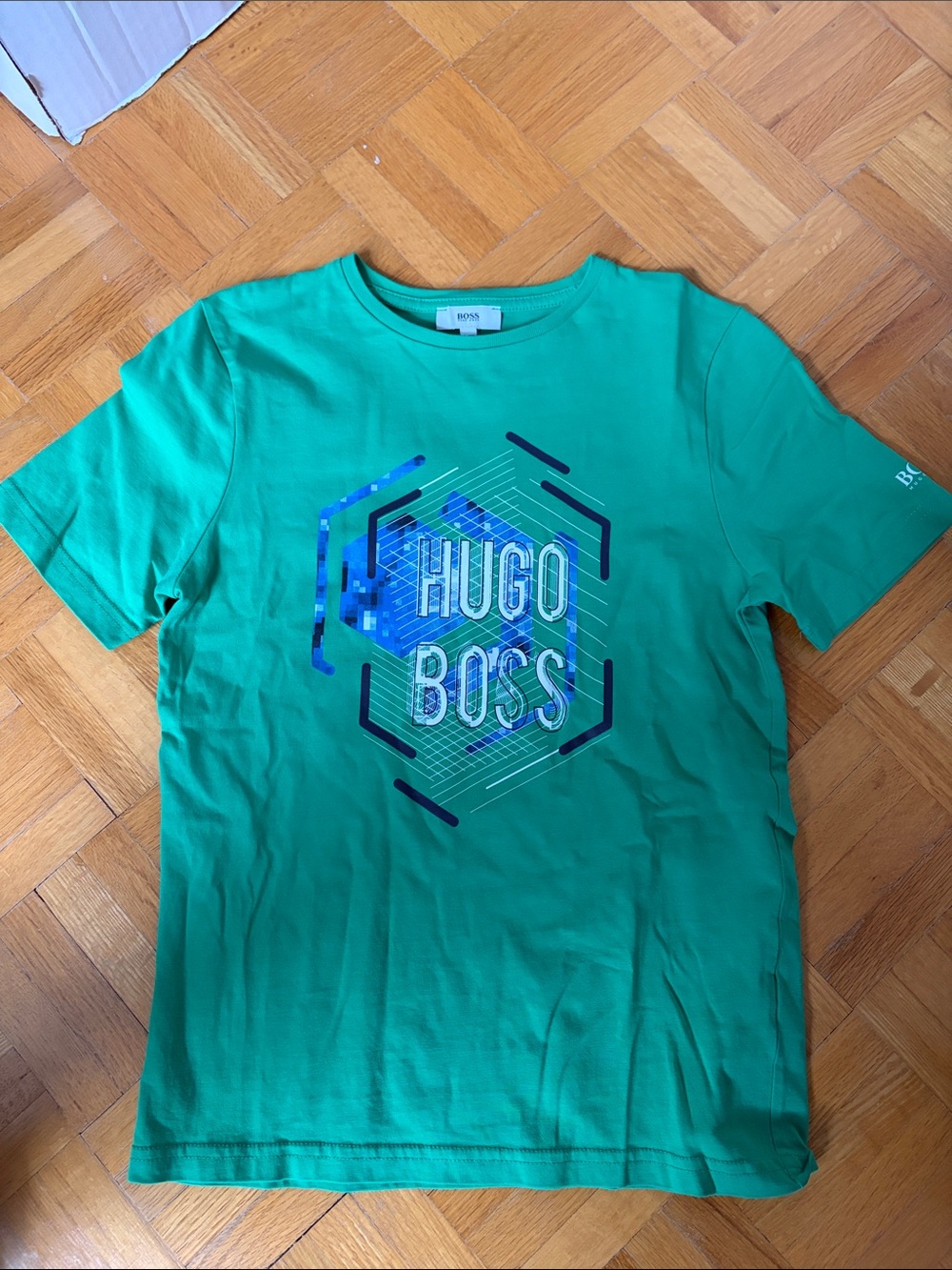 Hugo Boss Green Tee with Blue Graphic Logo
